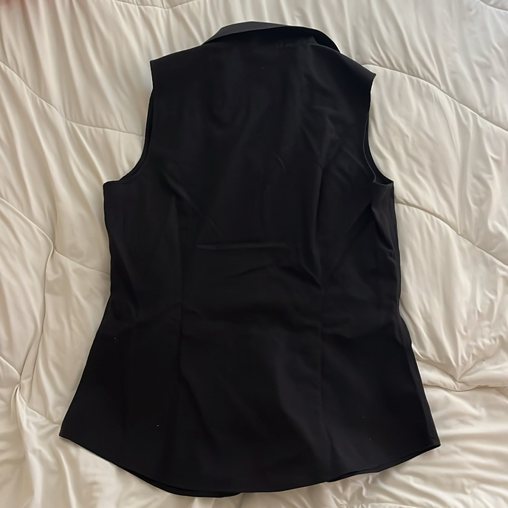 Talbots haberdashery sleeveless collared button up 90s top womens black - Picture 2 of 6